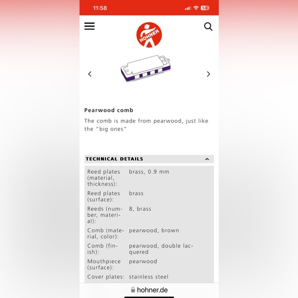 🎶✨ Vintage Mini NO. 39 Little Lady HOHNER HARMONICA 1 1/2" In Red Box✨🎶 - Picture 11 of 12